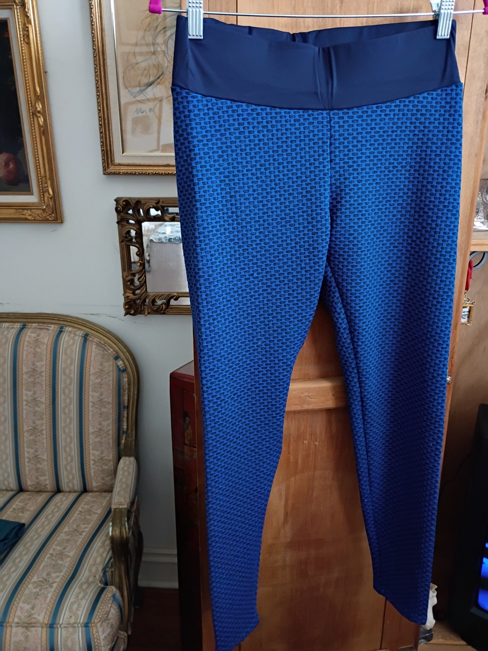 Seasum Blue Textured Ponte Leggings -